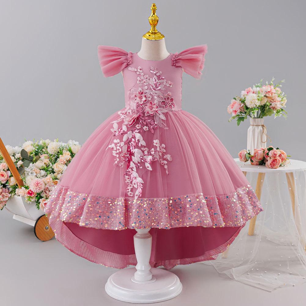 Girls' Princess Dress: New Arrival – Tulle and Sequined Ball Gown with Train for Baby's Birthday Party or Piano Recital