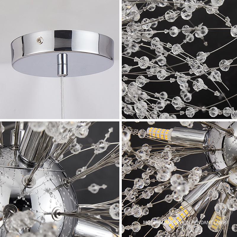 Nordic Dandelion Crystal Chandelier for Living Room or Bedroom