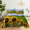 Sunflower Bed Sheets and Pillowcases for Single Double Beds Bedsheets Set with Pillow Case 2pcs 3pcs Queen Full Size 3D Soft