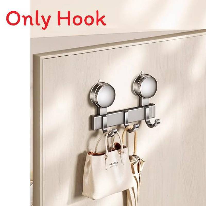 Space Aluminum Suction Cup Hook Set With Multiple Load Capacity For Bathroom And Home Storage