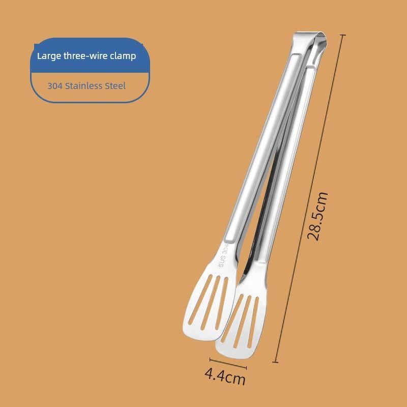 304 Stainless Steel Tongs Kitchen Food Tongs Steak Tongs Household Food Tongs Anti-Scald Barbecue Tongs Meat Tongs
