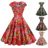 Sukienka damska w stylu chińskim kwiatowy Print dekolt w serek z krótkim rękawem etniczna linia A duża huśtawka obcisła wysoka talia kolorowy tył ukryty zamek błyskawiczny na imprezę bal Midi sukienka