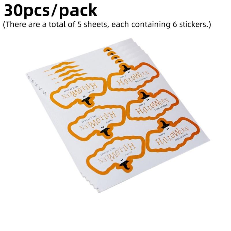 30pcsHalloween Stickers Ghost Style Packaging Box Sealing Stickers Baking Packaging Sealing Stickers Holiday Party Small Gifts