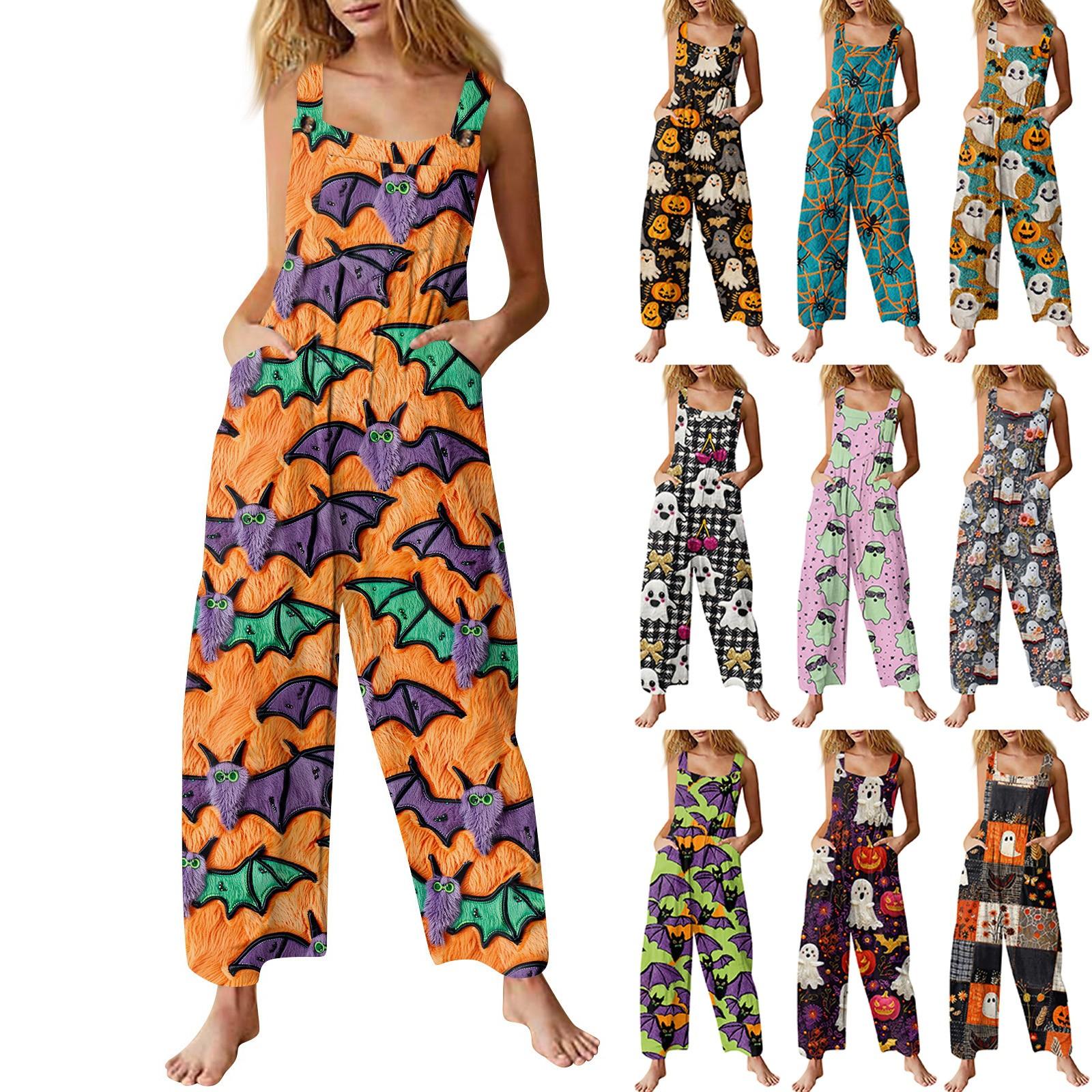 

Women s Fashion Sweet Loose Casual Halloween Printed Strappy Jumpsuit