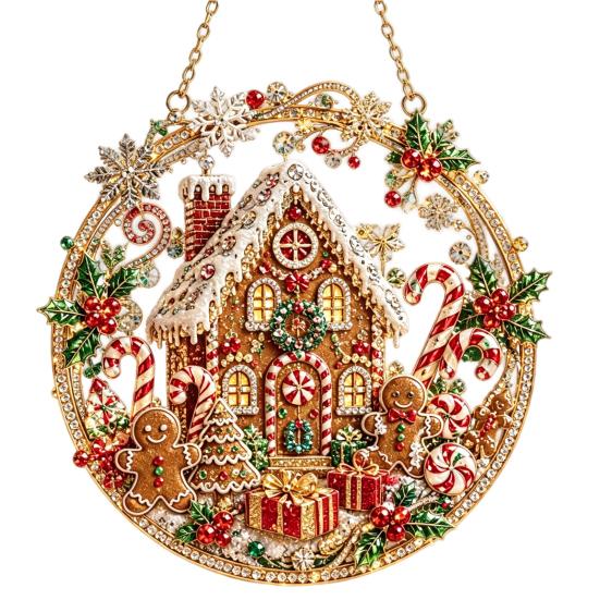 Holiday Window Hanging Decor Christmas Faux Pearl Painting Suncatcher Kit, 3D Nativity/Santa Claus/Bird/Tree Creative Handcrafts Beads Art Craft,