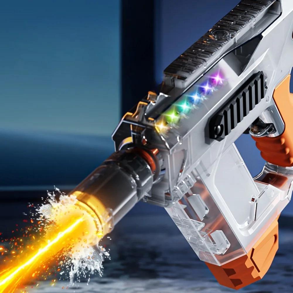 Electric Water Gun with Flashing Lights High-speed Linkage Chambered Water Gun Summer Water Toy Summer Outdoor Beach Games