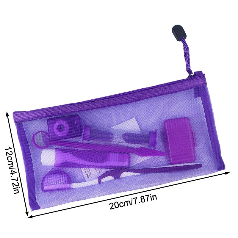 8Pcs/Set Dental Care Brush Kit Multicolour Dental Wax Teeth Cleaning Tool Mesh Bag Foldable Interdental Brush Floss Thread Wax