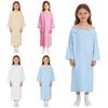 Kids Adaptive Nursing Gown Long Sleeve Back Split Hook-Loop Fastener with Pocket for Special Needs Patients
