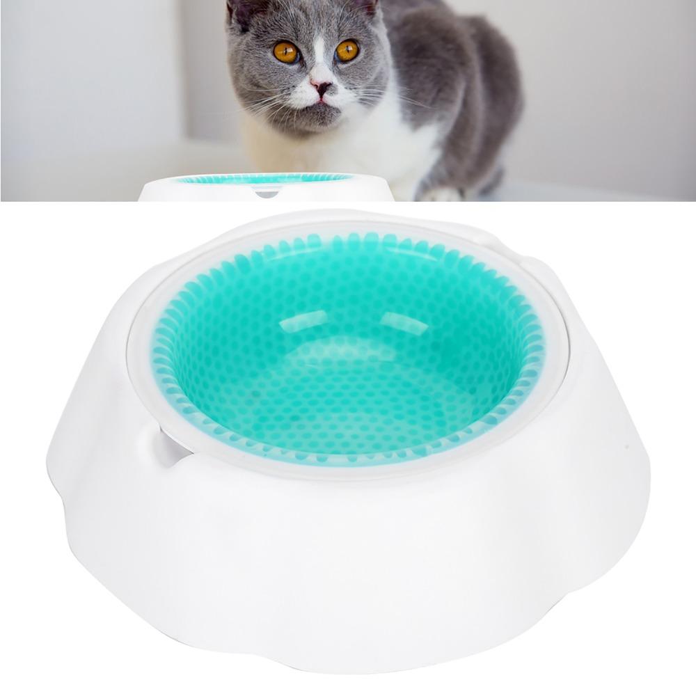 Double Wall Cooling Pet Bowl Round Shape Chilled Cat Dish Summer Pet Water Bowl  Summer Hydration