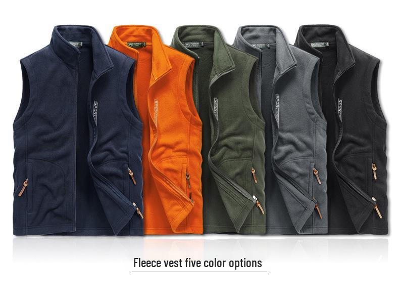 2025 Windproof Fleece Vest - Velvet-Lined, Thick, Warm, Stand-Up Collar, Sleeveless for Autumn & Winter