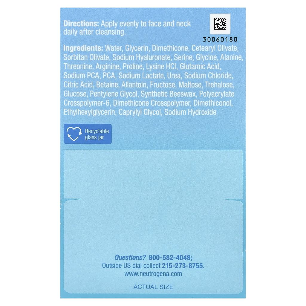 Neutrogena, Hydro Boost Hyaluronic Acid Gel Cream, For Normal to Dry Skin, Fragrance Free, 50 ml (1.7 fl oz)