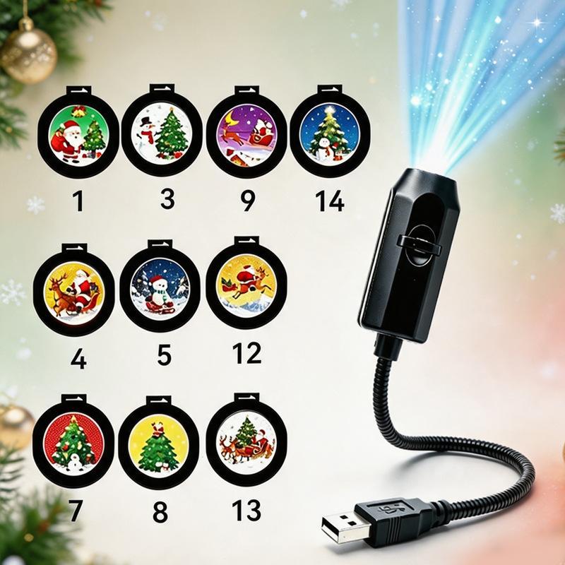 USB Operated Portable Projector Light Christmas Halloween Patterns for Bedroom Home Holiday Decoration