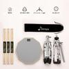 Donner Drum Practice Pad, Quiet Snare Drum Stand Kit for Training, Portable Drum Backpack, 3 Pairs of Drumsticks, and 6 Drum Gels (12-inch)