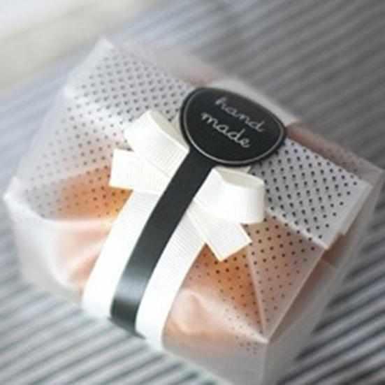 200Pcs Hand Made Long Adhesive Cake Packaging Sealing Label Baking Kraft Sticker