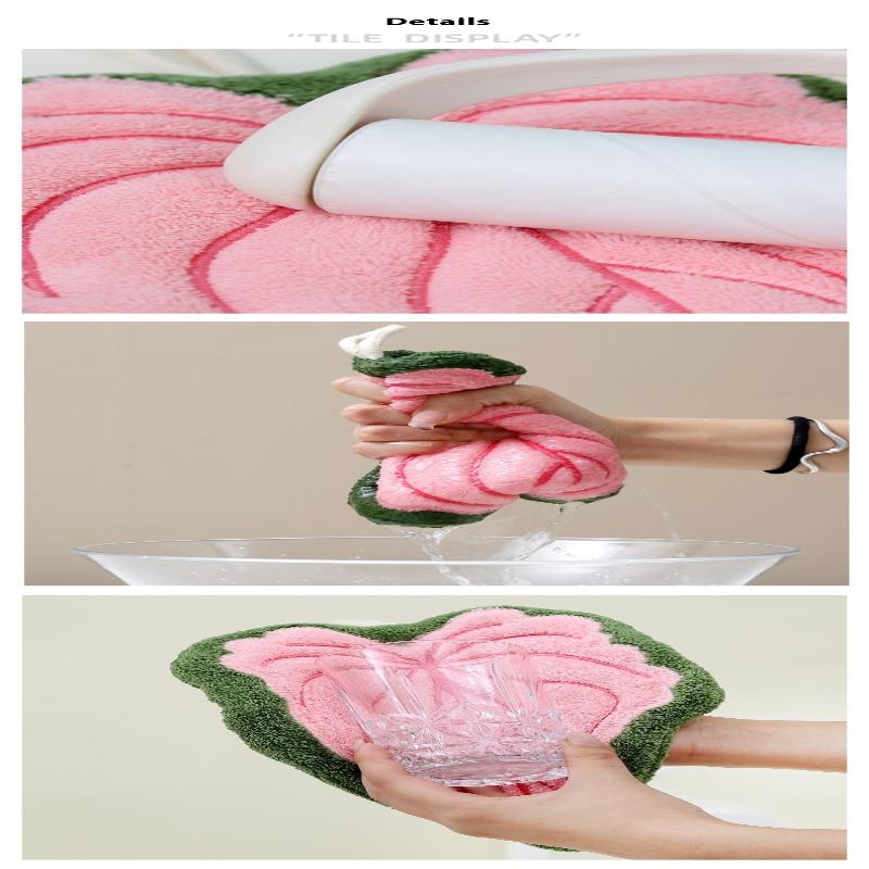 Absorbent Hand Towel Soft Double-Layer, Thickened Leaf Style Hanging Cloth Speed Dry Handkerchief