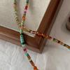 Onyx Necklace, Colored Rough Stone Beaded Design Sense Accessories, Women'S New Chinese Style Retro Ethnic Style Collarbone Neck Chain