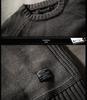 Men's Retro Korean Style Knit Pullover: Warm, Thickened, Round Neck, Long Sleeve for Autumn and Winter.