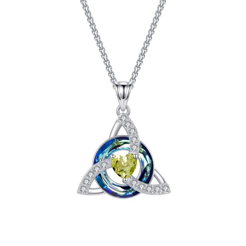 12 Birthstone Knot Necklace Colorful Crystal Trinity Knot Triquetra Pendant For Women Irish Jewelry