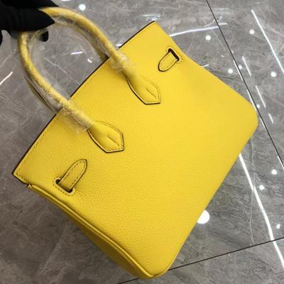 Factory Direct Wholesale Lychee Pattern First Layer Cowhide 25cm/30cm Silver Buckle Platinum Bag, Genuine Leather Women's Bag Lady