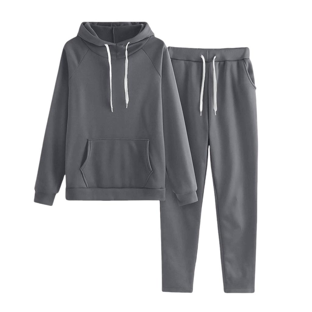 Children's Solid-color Loose Sweatshirt And Sweatpants Casual Sportswear Set