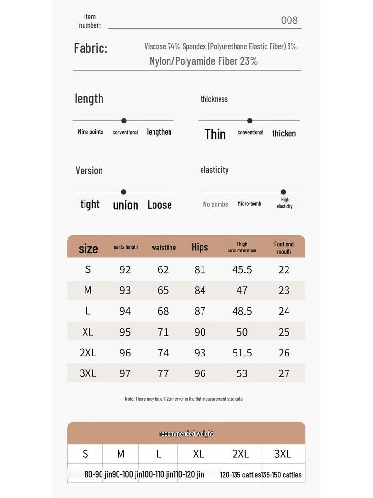 Langsha Women's High-Waist Elastic Black Pencil Leggings