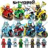 Children's Mirage Series Temple Boys Motorcycle Assembling Building Block Lloyd Kai Kou Minifigures with Weapons Toys