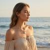 European and American Simple Temperament Pearl White Love Pendant Necklace, Cold Style Fashion Heart Thick Chain Collarbone Chain