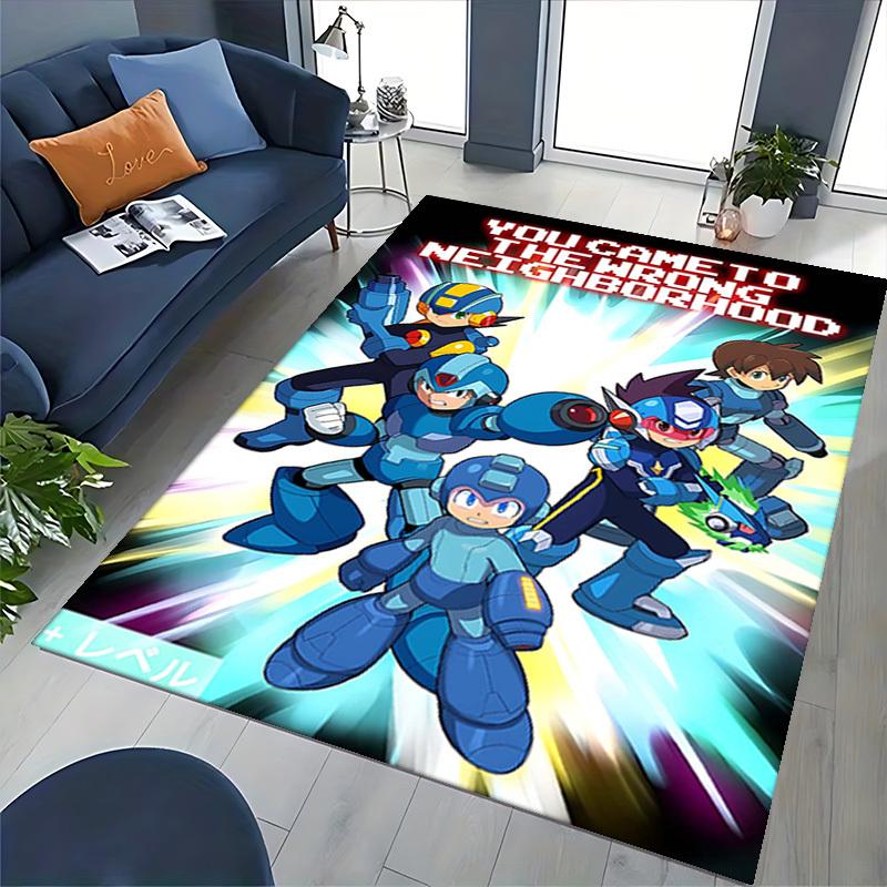 1pc Anime Mega Man Chair Mat - Anti-Slip Carpet for Office, Home Decor, Living Room, Bedroom, Game Room - Perfect Gift for Anime Fans.Y081