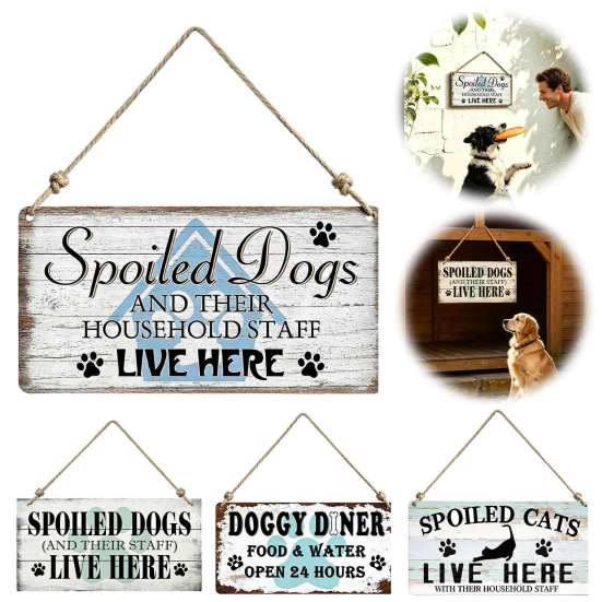 Country Style Pet Ornament House Wooden Door Sign, Rustic Farmhouse Dog Wall Hanging Plaque, Durable Wood Plaque Vintage Home Decor, Housewarming Gift