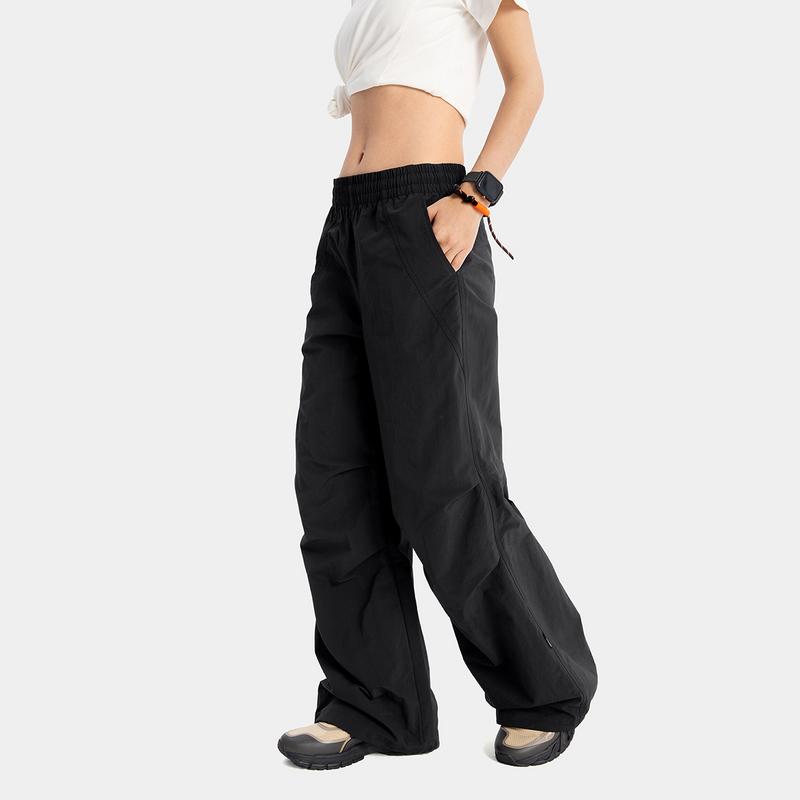 Li Ning CF Print Versatile Outdoor Quick-Dry Cool Solid Color Straight Casual Pants Women bottoms Black AYKV206-5