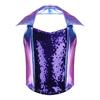 Haut court à col bénitier Jazz Disco pour fille avec paillettes et sequins brillants devant, sans manches, dos nu, fermeture éclair au dos, débardeur métallique brillant pour costume de scène
