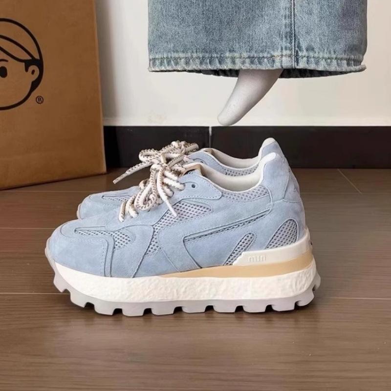 [Inner height increase of 8cm] Small thick-soled Forrest Gump shoes for women's 2025 summer new net-transparent sports and leisure moral training sho