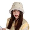 One Size Plush Winter Hat Thick Warm Polka Dot Bucket Hat Faux Lamb Wool Bucket Hat  Outdoor Wear