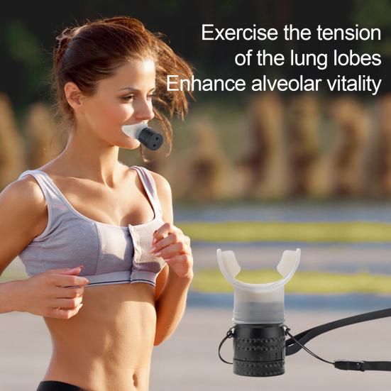 Portable Breathing Trainer with Lanyard Adjustable Resistance Men Women Oral Muscles