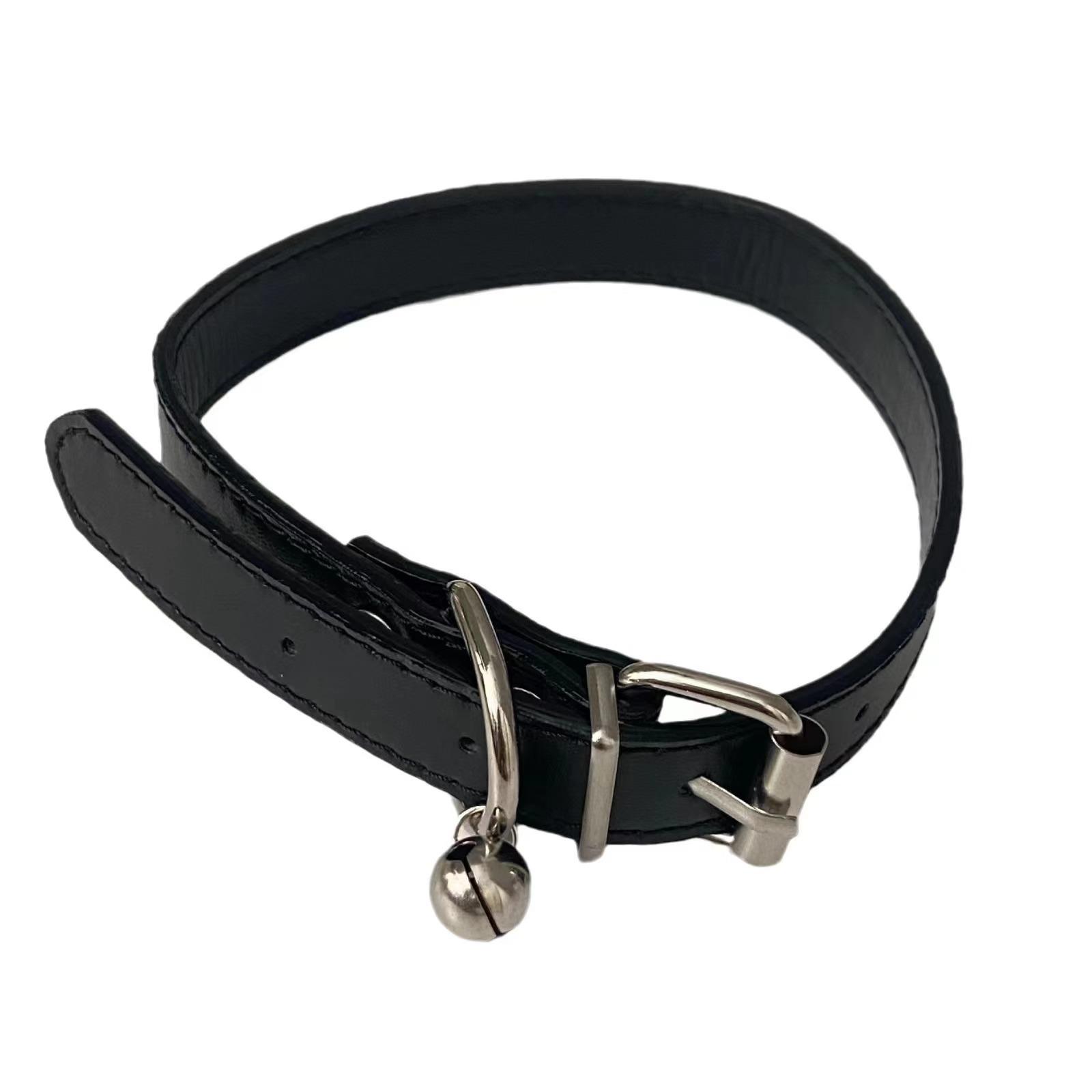 

Versatile Black Choker Leather Collar Bell Neck Chain Female Neck Strap Daily Commuter Punk Necklace Male