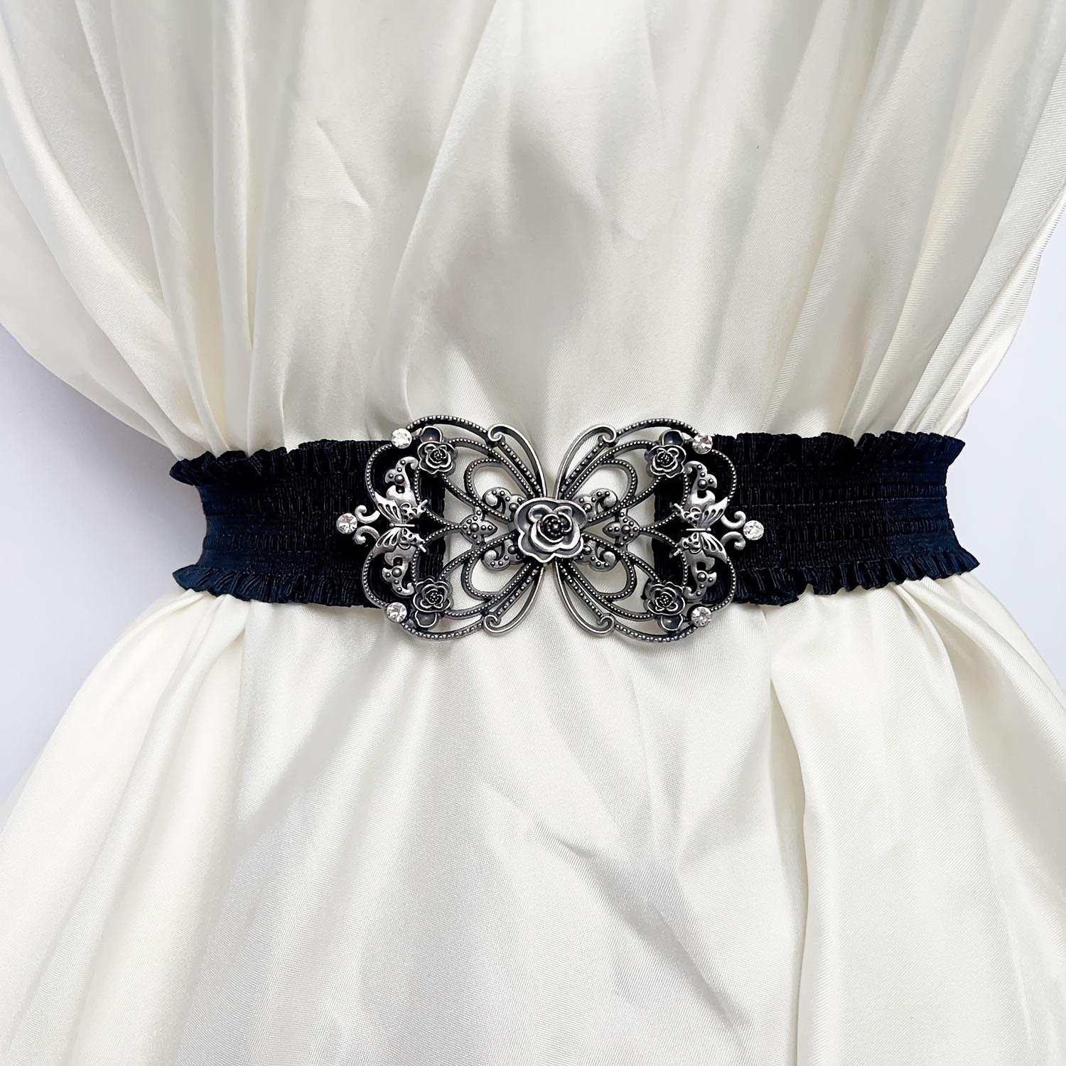 1PC Women s Elastic Belt, Retro Elastic Waist Seal, Skirt Clothes Decoration, Elastic Design чёрный