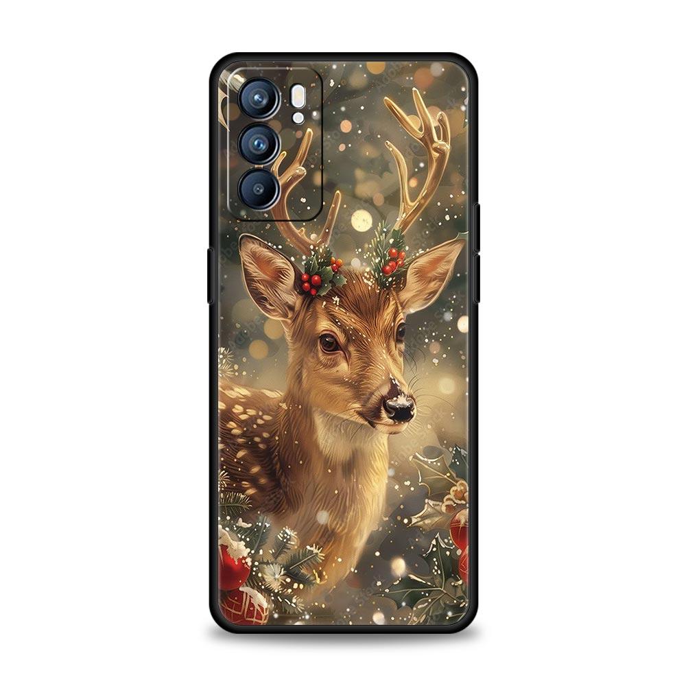 Cartoon Animal Deer Phone Case For Oppo Reno 13 12 11 10 7 F Find X5 X6 A98 A80 A79 A78 A57 A54 A31 A17 Pro 5G Soft TPU Cover