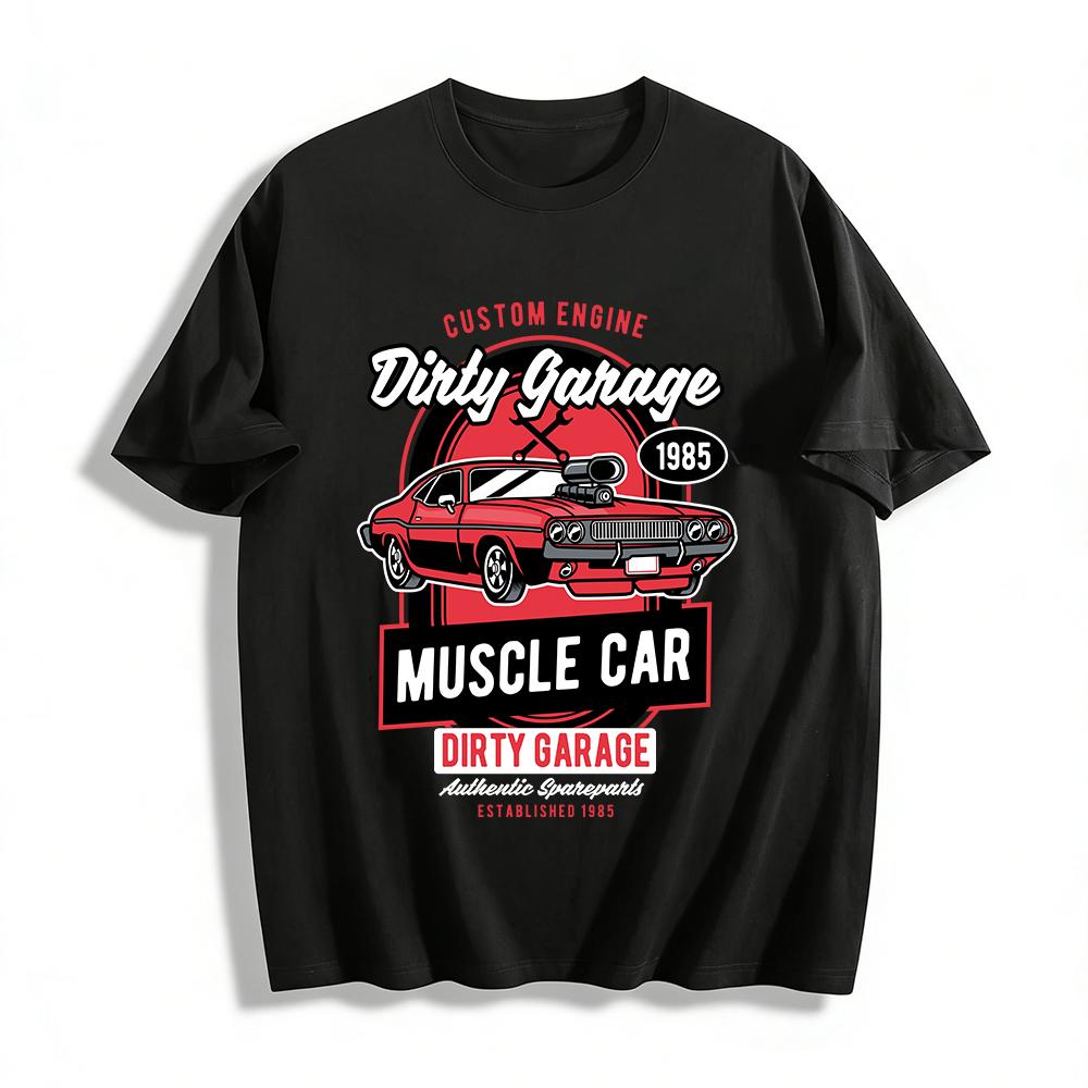 Vintage Muscle Car Dirty Garage 1985 Custom Engine Graphic Tee Pure cotton T-shirt XXS
