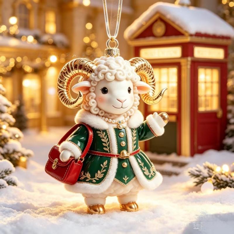 Shining Goat Hanging Ornament 2D Flat Embossed Pattern Goat Bag Charm For Festive Occasions Gifts