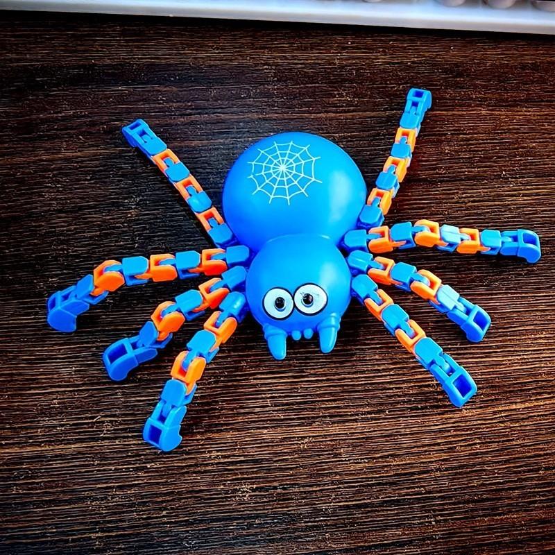 Versatile Chain Assembly Toys: Realistic Spider, Scorpion & Transformable Snake - Stress Relief Ornaments for Street Stalls & Supermarkets Spider-Blue