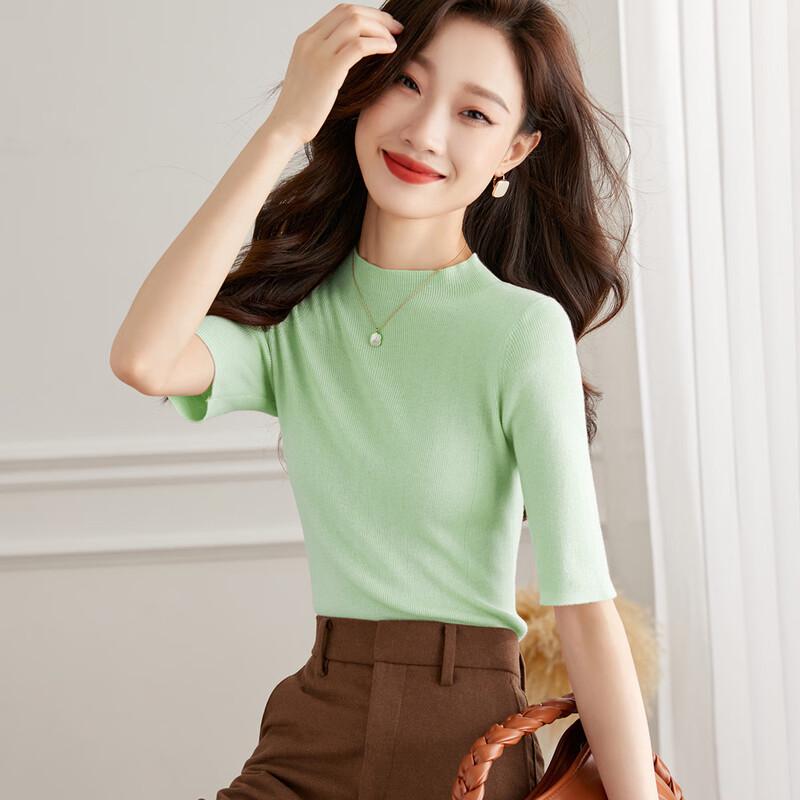 

SRCER Women s Cashmere Blend Mock Neck Knit Tee XL