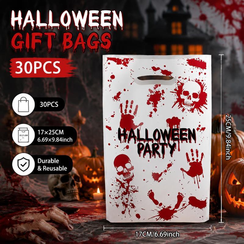 Halloween Treat Goodie Bags 10/30 Pcs Portable Handle Reusable Gift Pouches for Kids Trick or Treat Party Giveaways