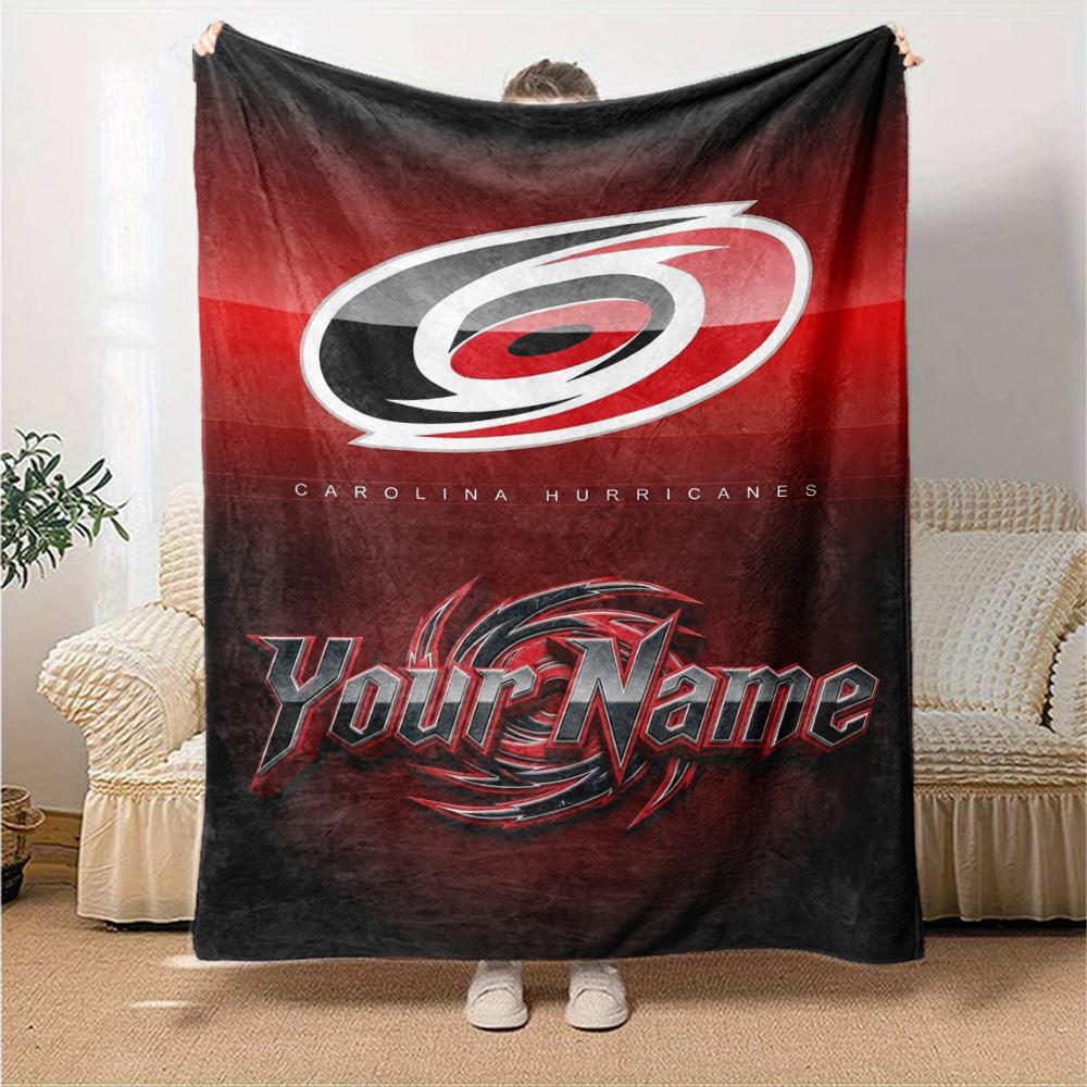 Name Custom Carolina Hurricanes Logo Print Flannel Blanket High Quality Warm Comfortable Cover for All Seasons Perfect for Gifts Home Decor