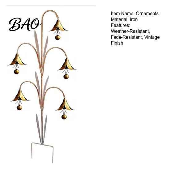 Weather Resistant Yard Decorations Bluebell Flower Metal Wind Chime Stake, Iron Garden with Ground Durable Rustic Bell, Outdoor Lawn Patio Art