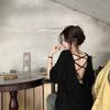 Large Size Careful Machine Backless Short-sleeved T-shirt Women's Summer New Lazy Style Casual Loose Medium and Long Top