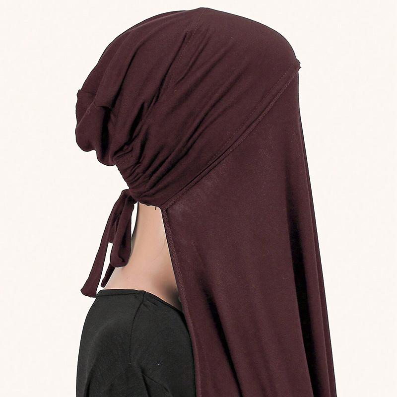 Modal Jersey Sofort-Schal Hijab Mit Verstellbaren Innenkappen Set Frau Muslimischer Hijab Wickeltücher Weiches Stirnband Islam Turban Schal