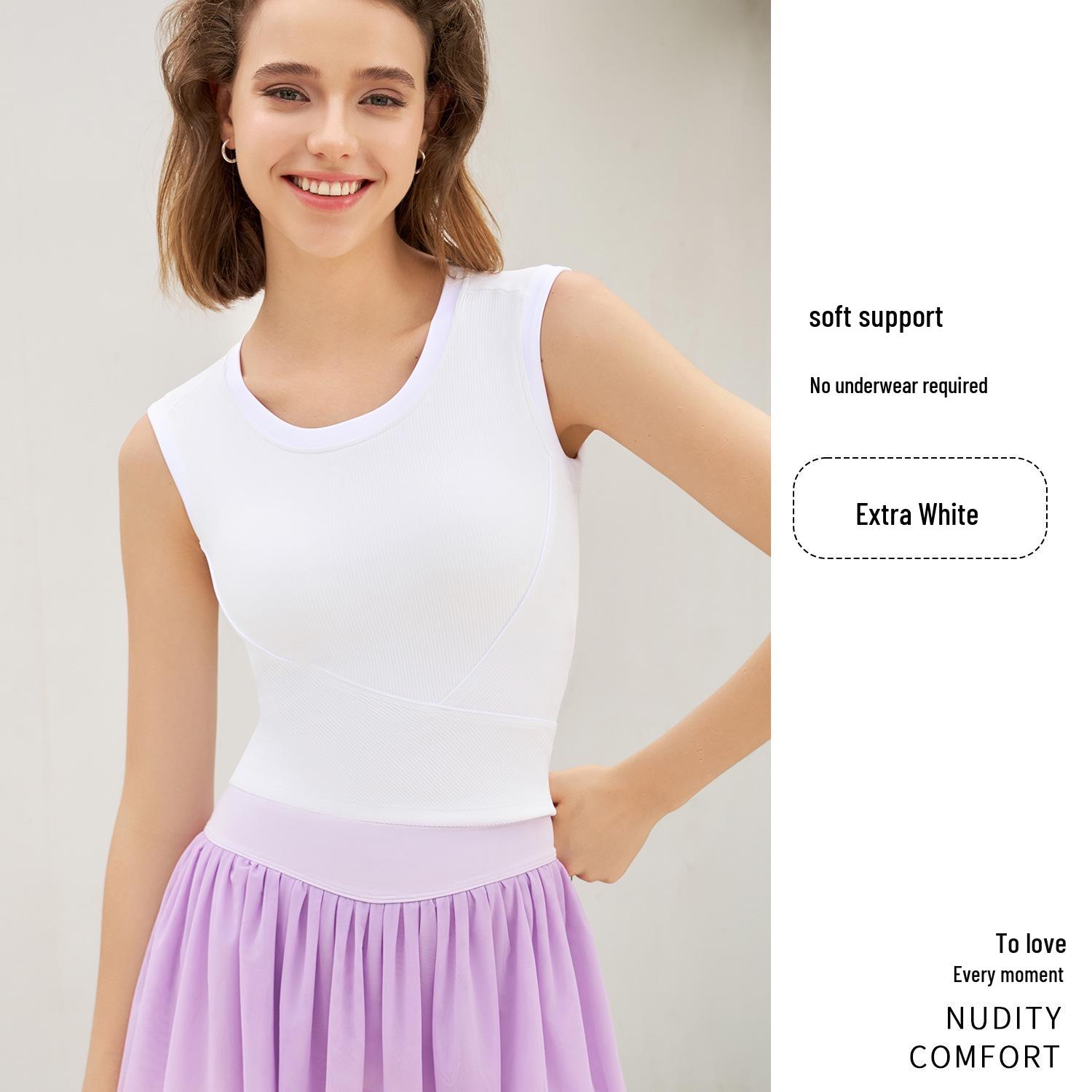 

Женский рубчатый жилет для бега: Летний топ для йоги без рукавов с нагрудными вкладышами и нескользящим дизайном для фитнеса XL