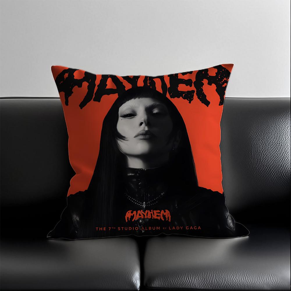 Singer L-Lady Gaga Mayhem Pillow Case Anti-Dustmite Pillowcase Invisible Zipper Silky Short Plush Sofa Cushion Cover