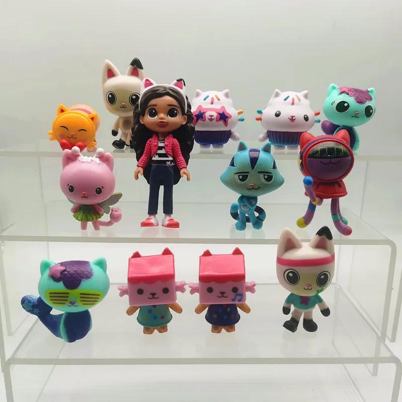 13ks/sada PVC Panenka Gabby Domeček pro panenky Hračka Mercat Zvířata Usmívající se Auto Kočka Objímání Gaby Dívka Panenky Dětské Narozeninové Dárky