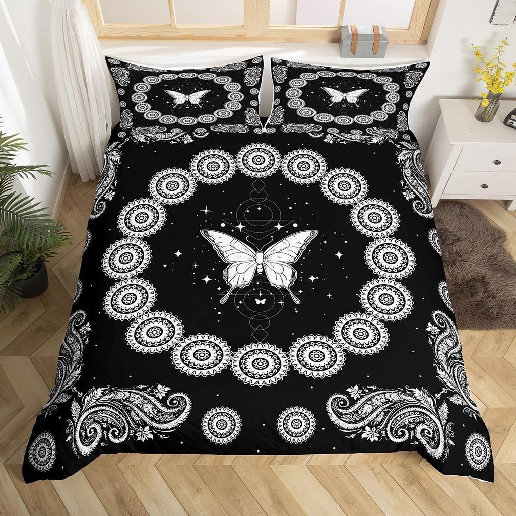 Comforter Mandala Floral Bohemian Flowers Bedding Set Microfiber Exotic Geometric Twin Full For Kids Adults Decor